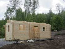 Hirsimökin pystytys